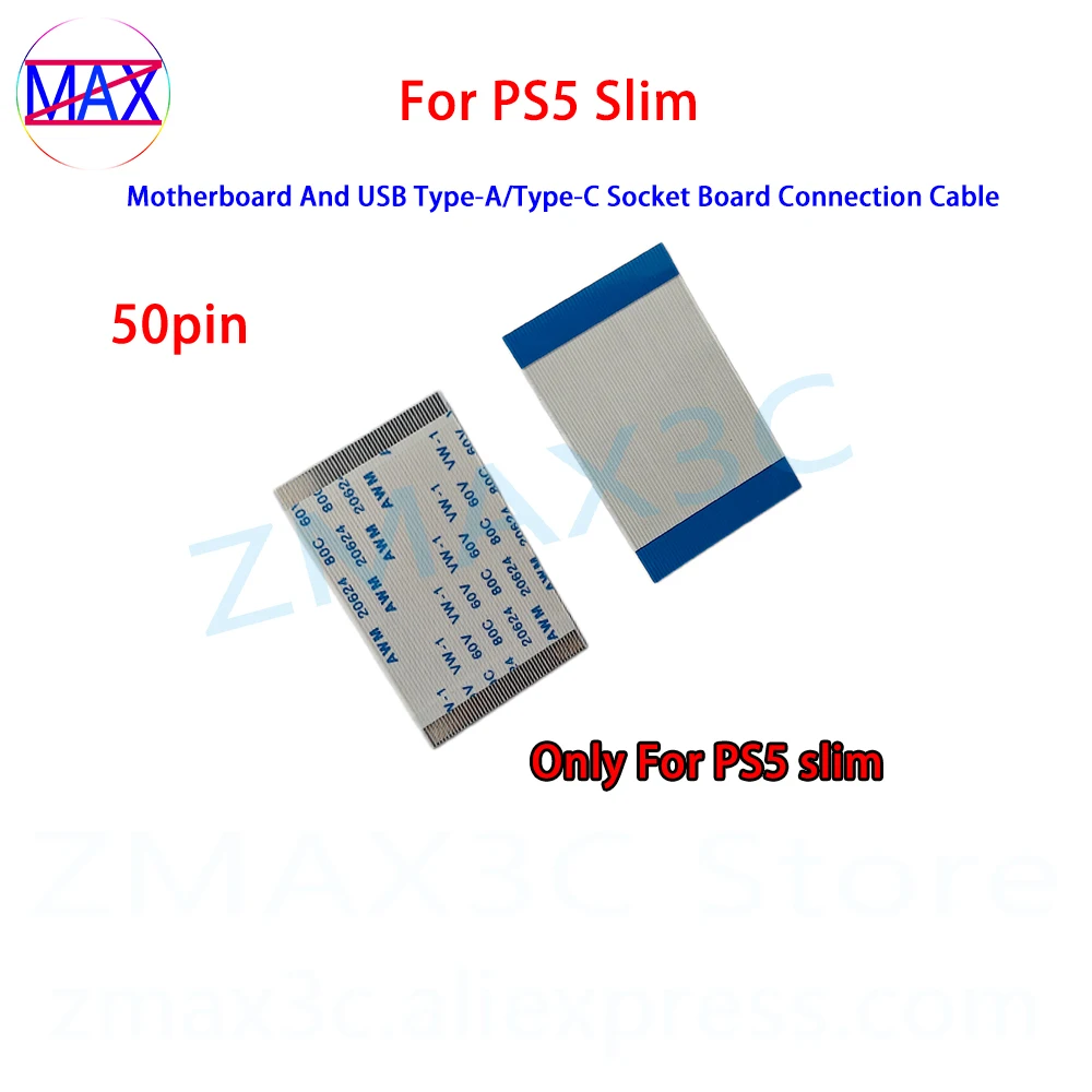 10pcs Side Board Flex Cable 50PIN For PS5 Slim Console Motherboard And USB Type-C Socket Board Connection Cable Replacement Part