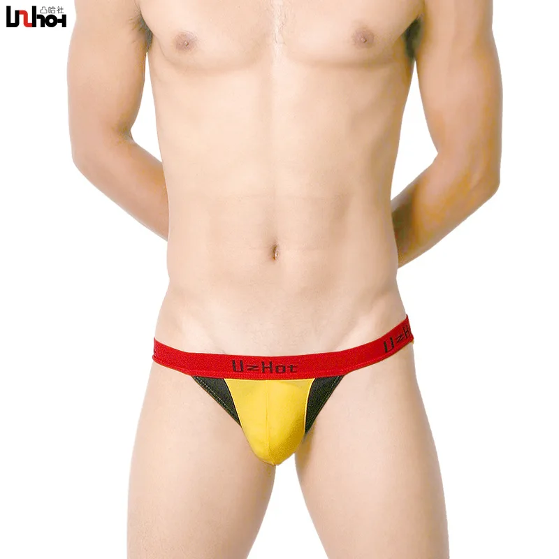 

Мужские сексуальные трусы, нижнее белье, хлопковая сетка, дышащие лоскутные трусы для геев с низкой талией, U-образные выпуклые трусы с высокой вилкой, трусы с подтяжкой бедер