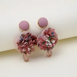 Bohemian Fashion Trends Earrings For Women Featured New Ear Studs Flower Shaped Crystal Pendant Celebrity Temperament Jewelry