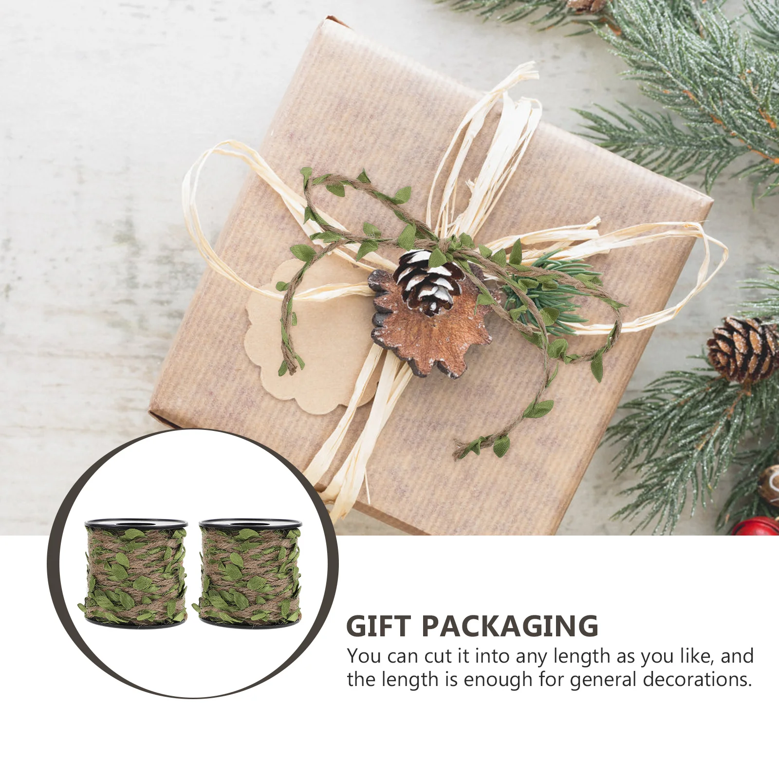 

2 Rolls Decorative Rattan Rope With Artificial Leaves For Diy Home Wedding Party Decoration Leaf Rattan Rope Craft Handicraft