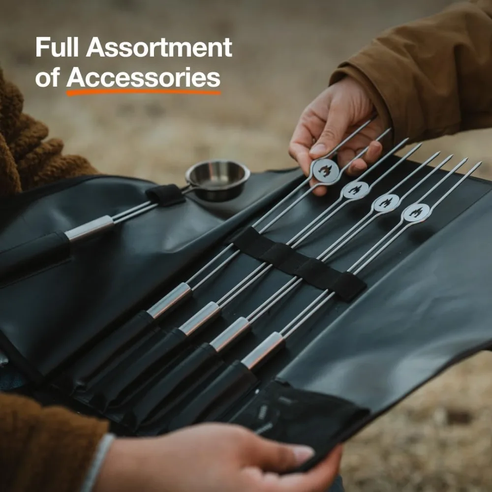 حفرة نار على سطح الطاولة بدون دخاني مقاس 7 بوصات مع حامل، محمولة للتخييم والفناء، من الفولاذ المقاوم للصدأ، وقود الخشب أو الحبيبات #6