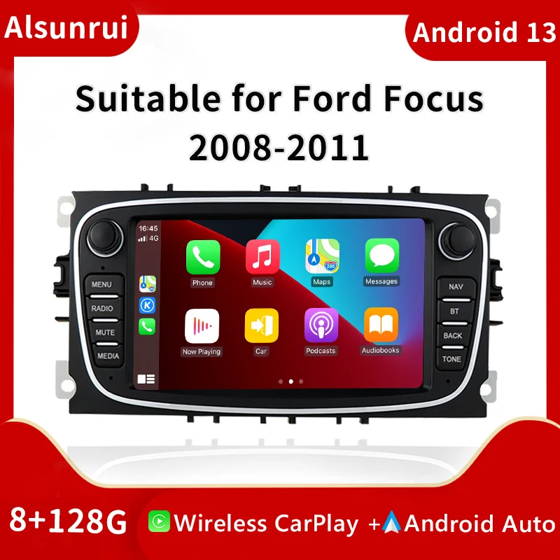 

2 din Android 13 автомобильная стереосистема для Ford Focus 2 3 4 mk2 Kuga Mondeo Fiesta Transit Connect S-C MAX Радио мультимедийный экран Carplay