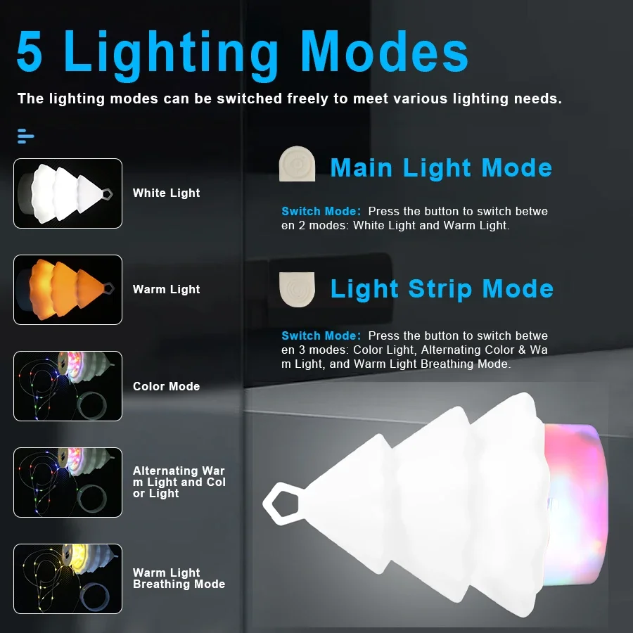 1800mah LED شجرة عيد الميلاد مصباح سيليكون النوم مصباح مضاءة مع 10 متر تخزين سلسلة ضوء USB قابلة للشحن مع هوك للأطفال