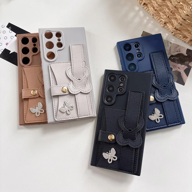 Handgelenkband-Halter Flip Wallet Tasche Silikon Handyhülle für Samsung Galaxy S26 S25 FE S24 S23 S22 S21 Ultra A07 A17 A37 A57 5G Cover