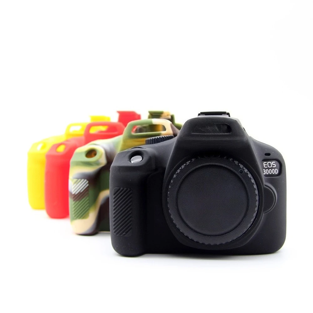 For Canon 3000D 4000D Protective Silicone DSLR Skin Cover, Shockproof, Dustproof Armor Skin Case + 1PCS Free Tempered Film