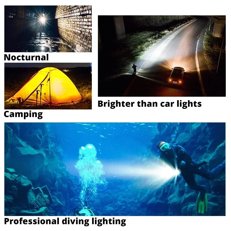 Professional IPX8 Underwater Diving Light XHP70.2 Waterproof Scuba Dive Flashlight Torch Lamp lanterna Power by 26650 for Diver