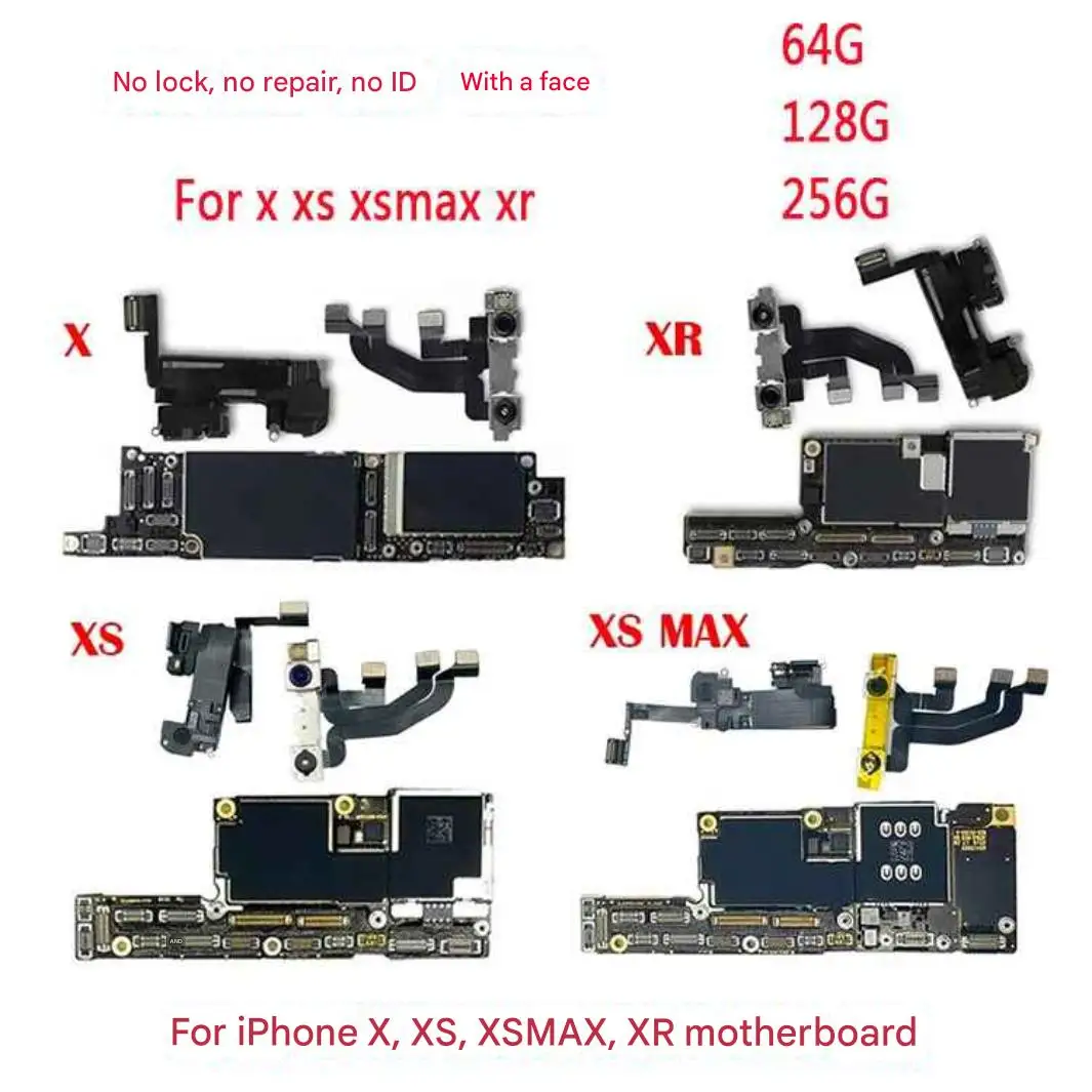 Suitable For IPhone X, XS, XSmax, XR, Unlocked, Unrepaired, No ID, With Face Recognition, Mobile Phone Motherboard