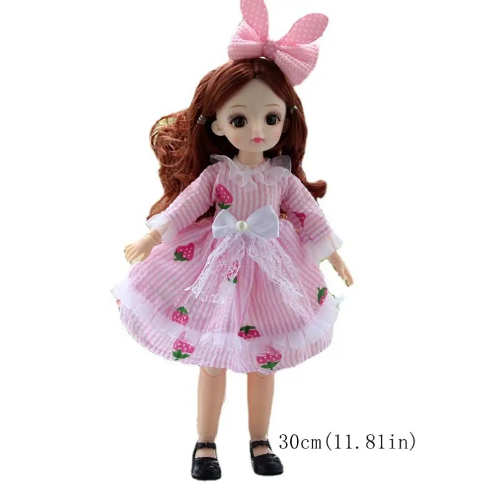 Mini ทรงกลม Joint 30 ซม.อะนิเมะตุ๊กตา Bjd Dress Up 3D ตา 1/6 ตุ๊กตา Bjd ที่มีสีสันพร้อมเสื้อผ้าบานพับตุ๊กตาของขวัญวันเกิด