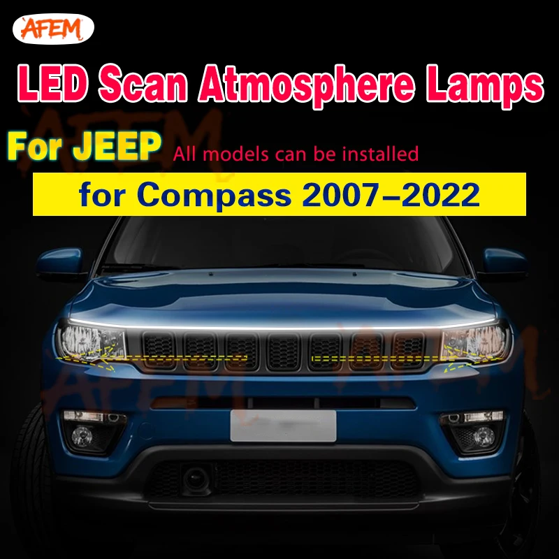 For Jeep Compass 2007-2022 1pcs LED Daytime Running Light DRL With Start Scan Decorative Ambient Lamp Waterproof Light Strip 12V