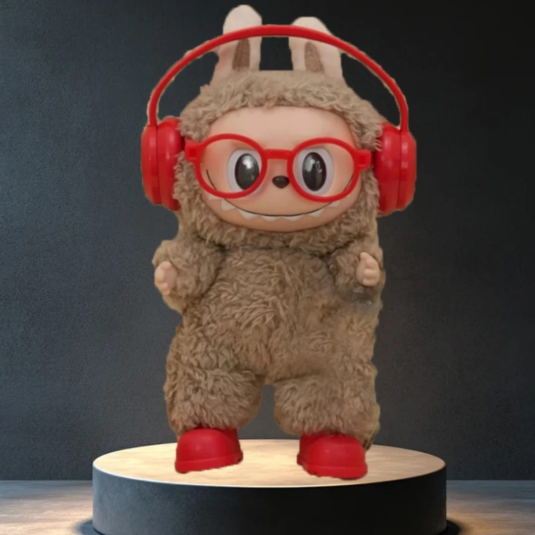 

Аксессуары для кукол, подходят для декоративных наушников labubu диаметром 17 см, очков, обуви, набор из трех предметов (без куклы)