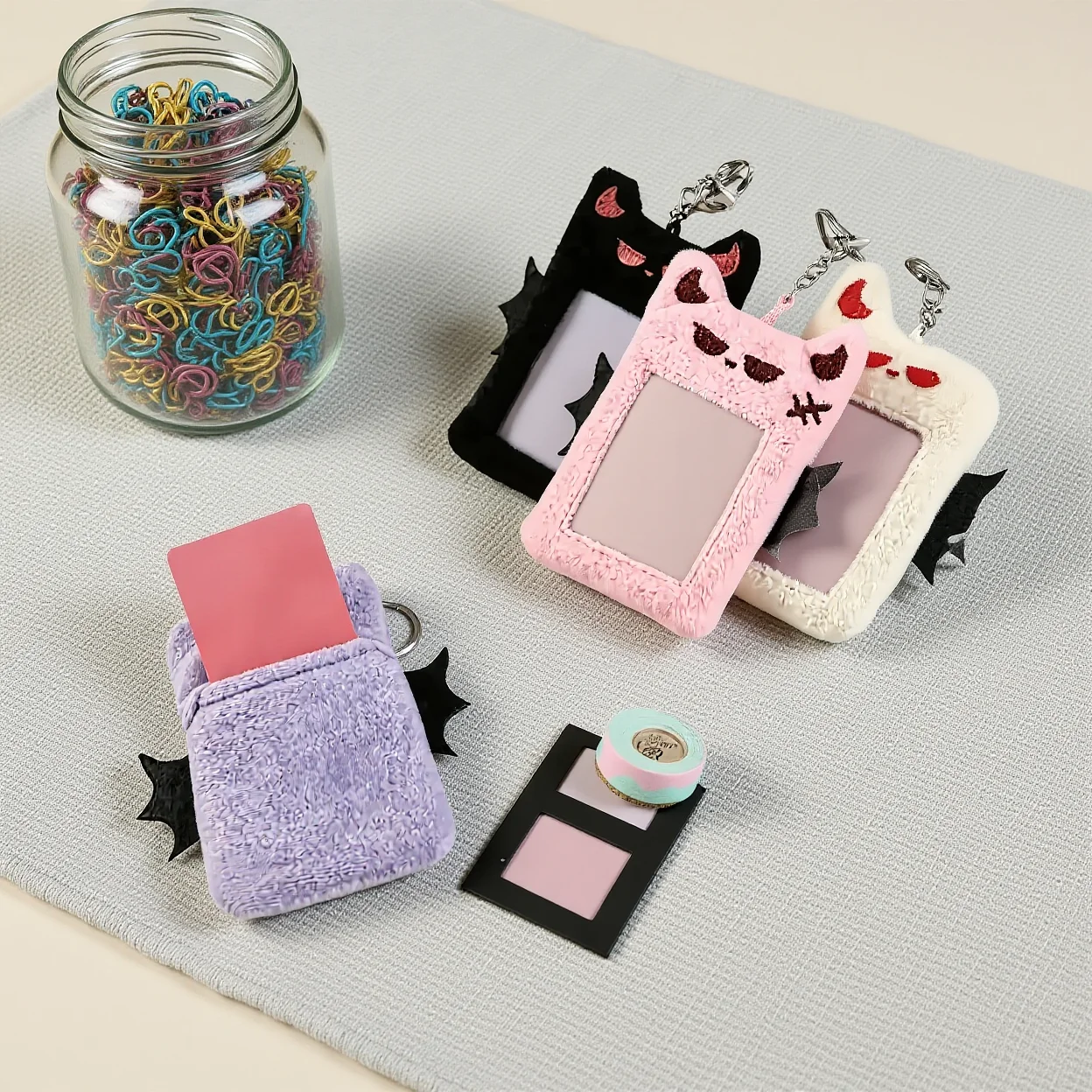 Id Card Case Keychain Cute Bat Card Holder Photocard Holder Keychain Playful Grumpy Bat Keychain For Backpack Access Card