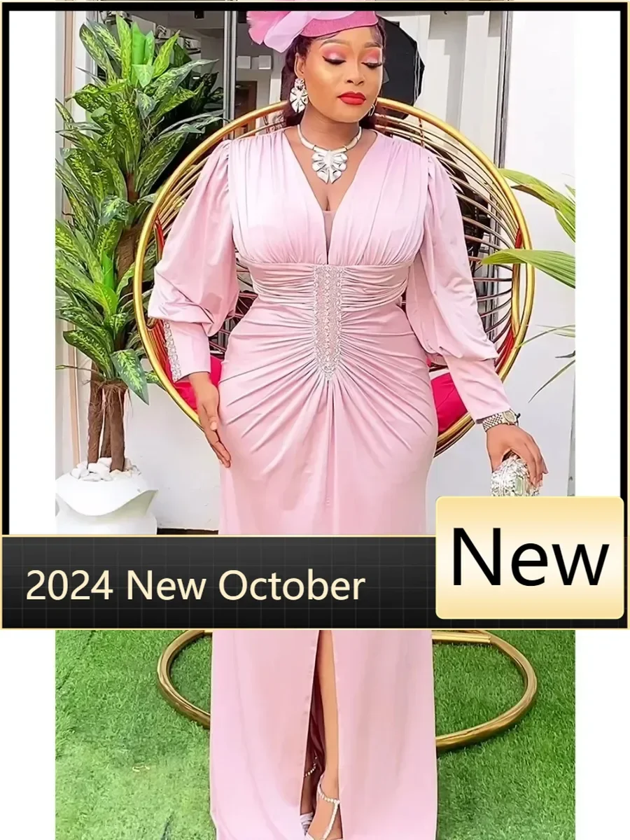 

Plus Size African Party Dresses for Women 2024 New Fashion Dashiki Ankara Wedding Gowns Elegant Turkey Muslim Satin Maxi Dress