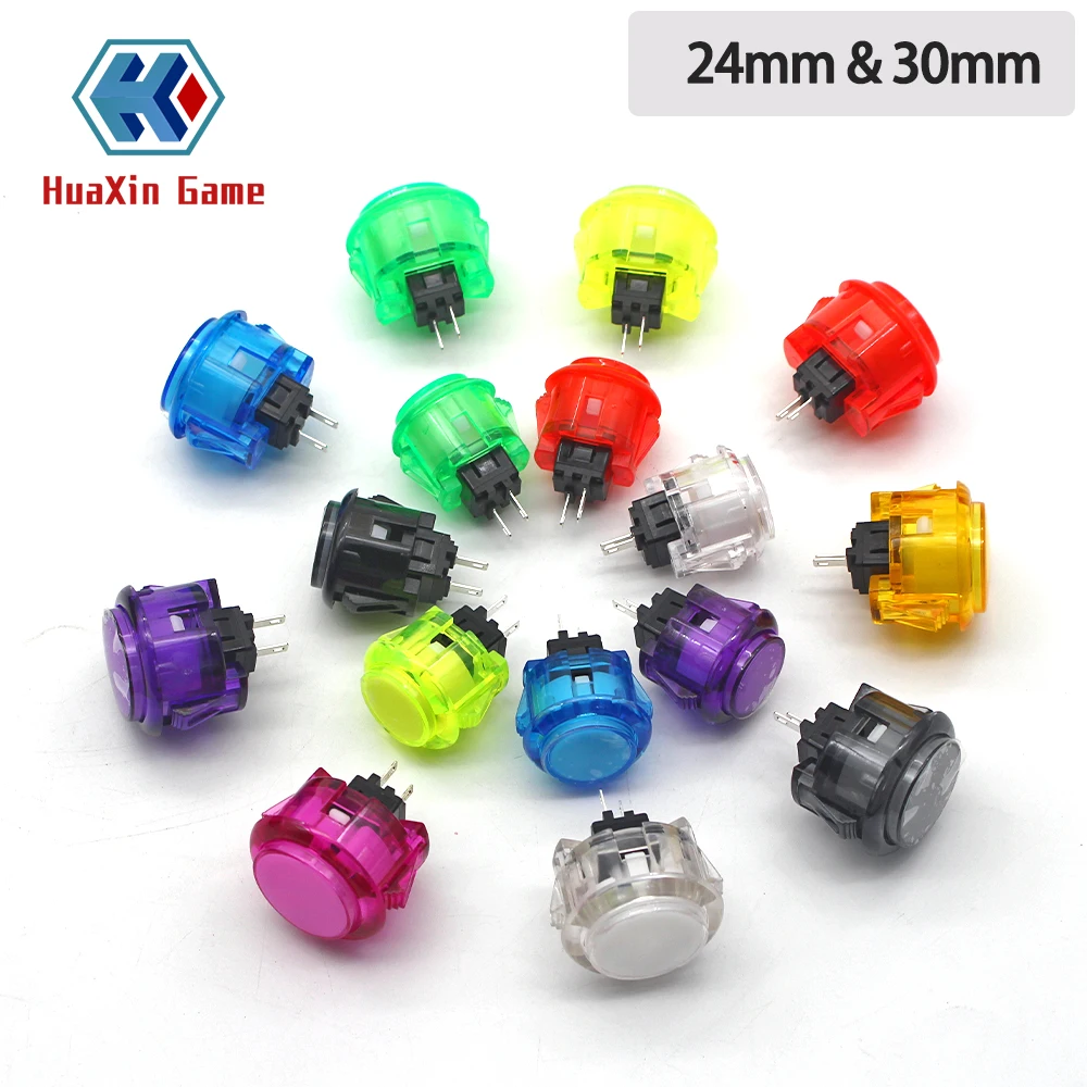 Transparent Push Arcade Button Kit, No Light Arcade, DIY, Raspberry Pi, MAME, PC, Pandora Game, 30mm, 50 Pcs