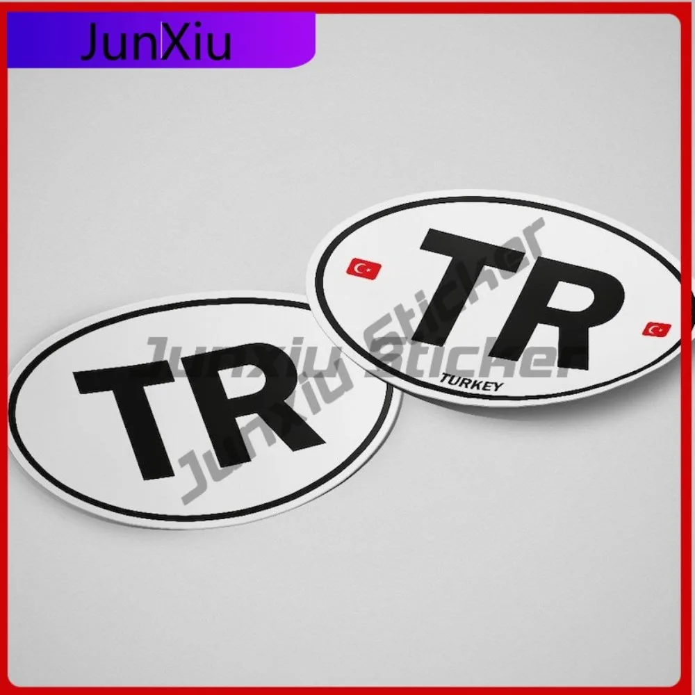 

Turkey Flag Sticker Oval-shaped White and Black Country Cool Letter Boxes Refrigerators Anti UV Waterproof Vehicle Decor Car