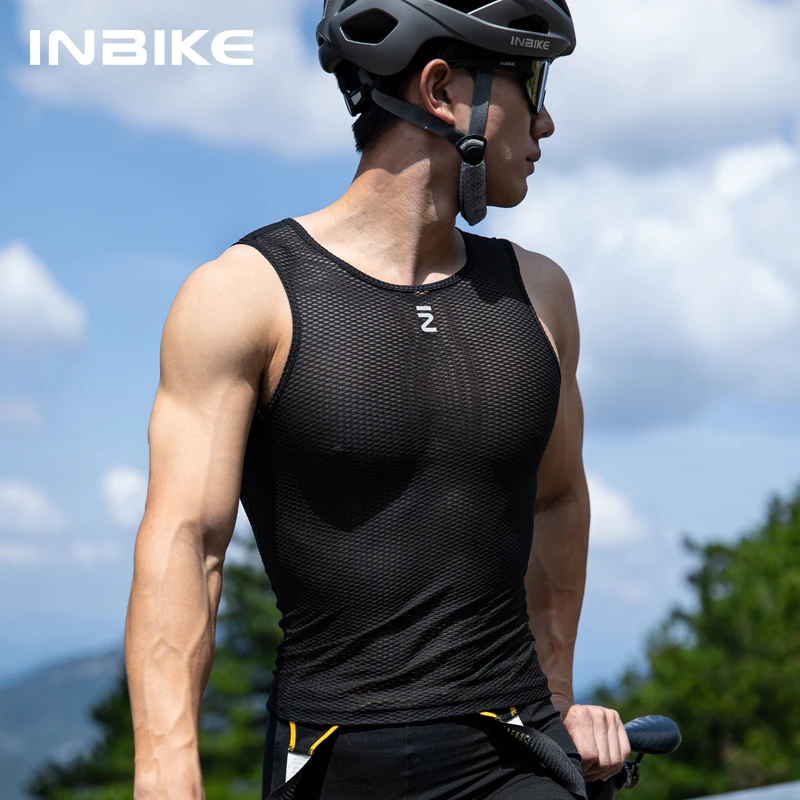 INBIKE Man Cycling Base Layer Sleeveless Quick Dry Bicycle Undershirts Vest Road Bike MTB Clothing Mesh Cycle Underwear Clothes