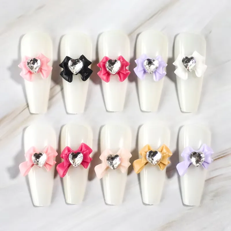 Kawaii 3D cristal arc Nail Art breloques décorations rose ruban arcs ballerine cravate bricolage manucure Salon ongles accessoires fournitures