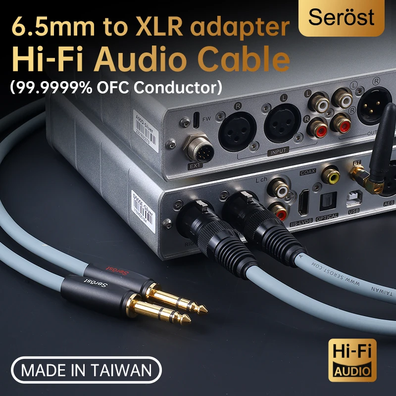 

Serost HiFi oxygen-free copper Audio Adapter Cable 6.5mm Stereo to XLR Balance for Microphone Mixing Console Amplifier Speaker