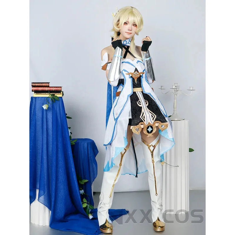 Genshinimpact Lumine costume cosplay rode play Comic Con dress Hallowmas Party parrucche animazione prop