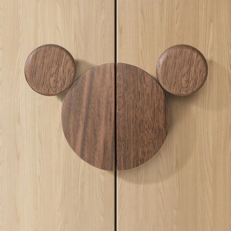 มือจับตู้ไม้ทรงครึ่งวงกลมสไตล์นอร์ดิก ลูกบิดลิ้นชัก มือจับตู้เสื้อผ้า อุปกรณ์ฮาร์ดแวร์สำหรับเฟอร์นิเจอร์ห้องเด็ก มือจับประตู