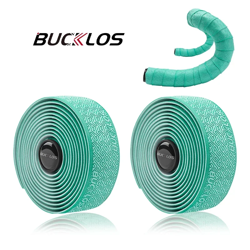 BUCKLOS Racefiets Stuurlinten PU Shock Fietsstuurlint W/Bar End Pluggen Antislip Anti-vibratie Wrap Riemen Bartape