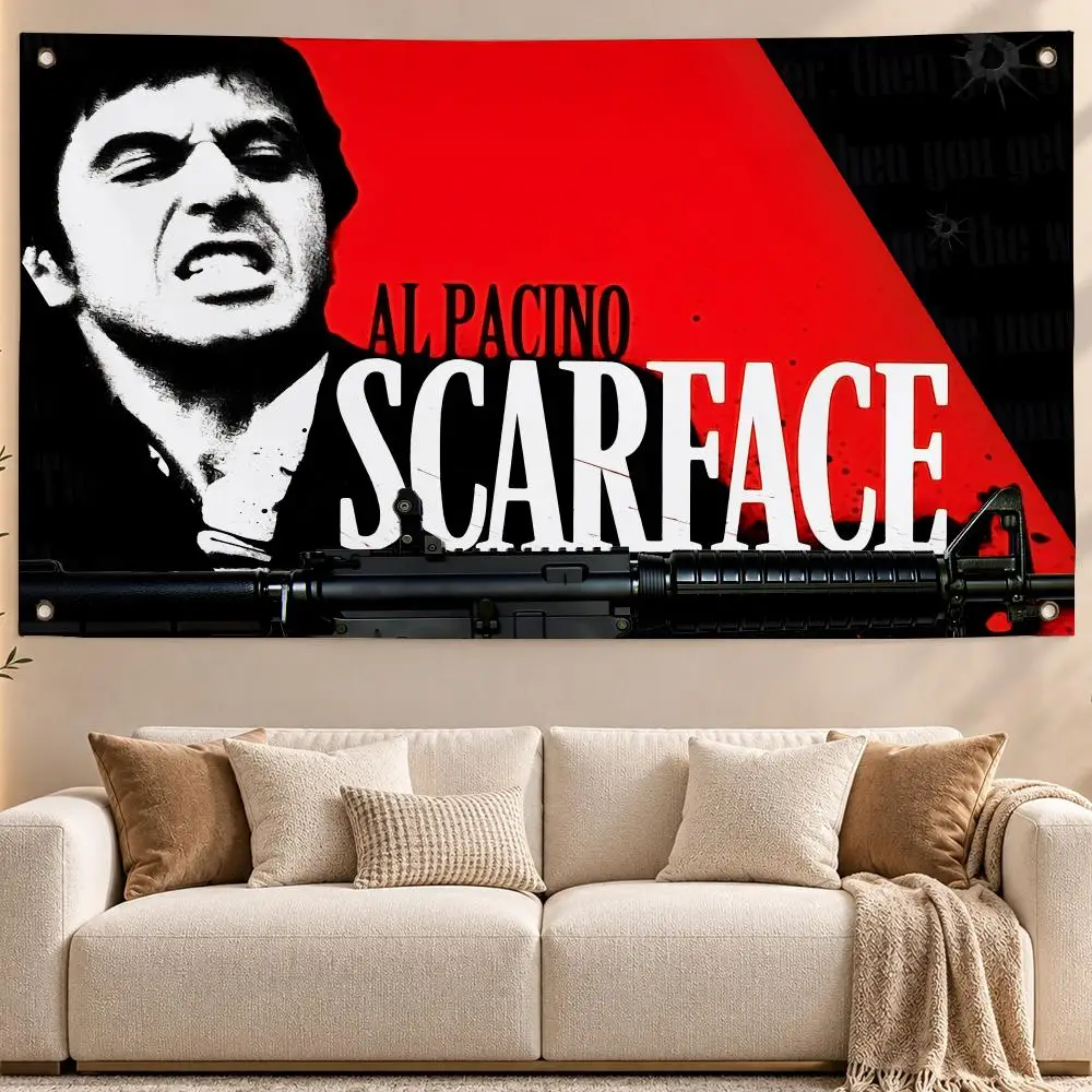 Iconic Movie Scarface Flags Aesthetic Wall Hanging Flag Banner Bedroom Living Room Home Decor Large HD