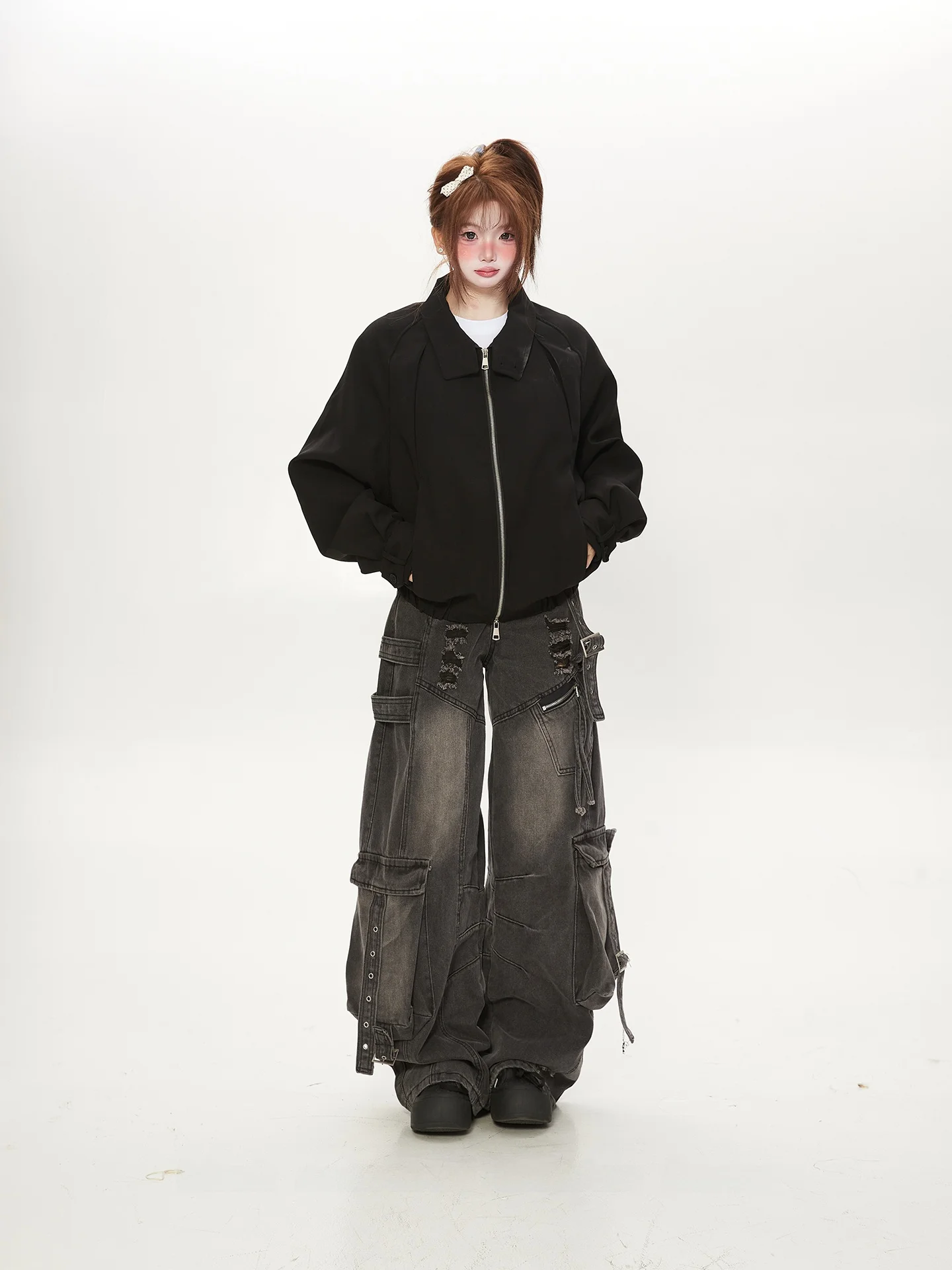 

Американский ретро-пальто свободного кроя для женщин, с крутым воротником, весна-осень, высокая модность, повседневная верхняя одежда, прямой силуэт, в стиле ап.