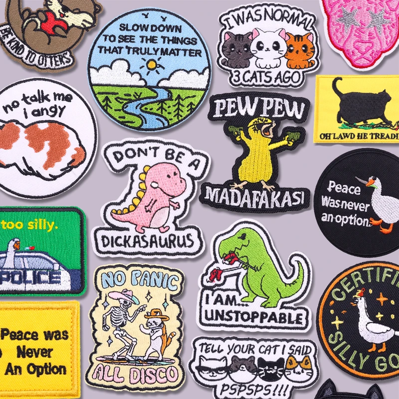 Parches de hierro de dibujos animados, parche bordado de animales bonitos para ropa, chaquetas, mochila, apliques de gatos DIY, parches de insignia para ropa