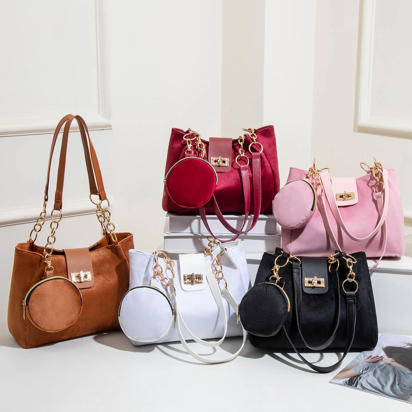 

Однотонная повседневная сумка-тоут на одно плечо, универсальная и элегантная женская сумка