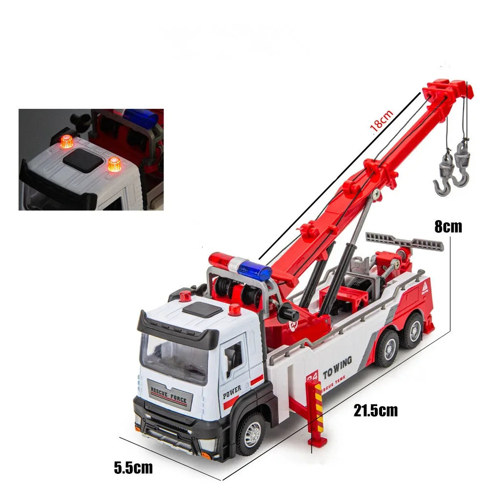 alloy pull back engineering crane model simulation obstacle cleaning car rescue car toys wholesale