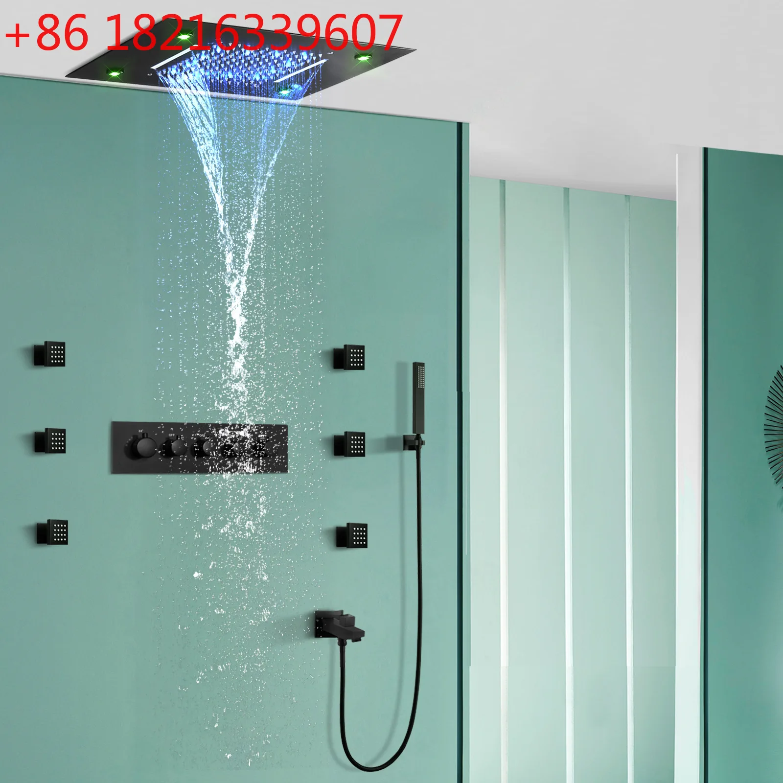 Bathroom waterfall shower massage side spray shower shower system 500*360mm