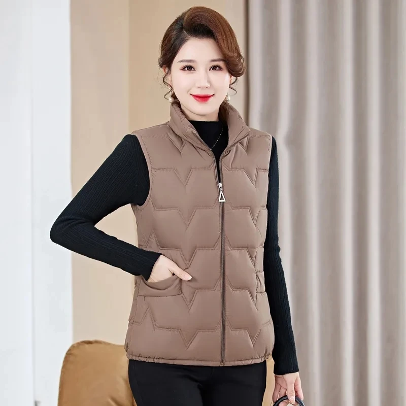 Down Cotton Vest Female 2023 New Autumn Winter Short Loose Casual Waistcoat Womens Fashion Large Size Sleeveless Jacket Top