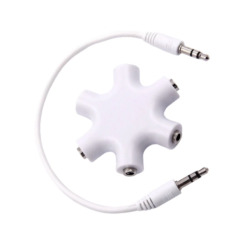  Portable 5 Output Music Splitter 3.5mm Male To 5 Female Adapters Coppers Shielding Technology Plugs And Play Compatibility