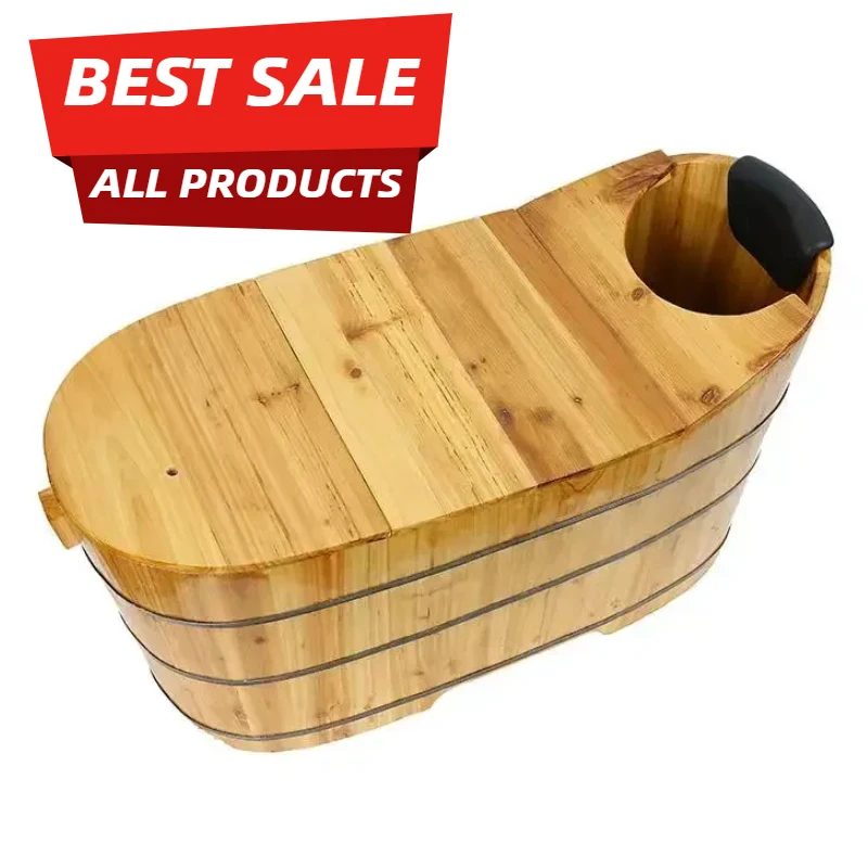 Solid wood bath bucket Wooden bathtub Beauty salon Adult household medicine bath full body adult bath bucket Wooden bucket