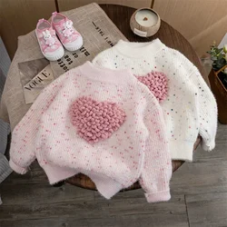 Girls Sweater Autumn Winter Pullover for Kids 2026 Children's Sweatshirts Love Knitting Toddler Shirt Warm Baby Tops