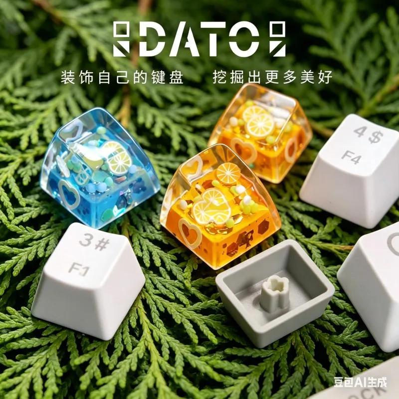 

Прозрачные кейкапы Orange Soda из смолы, профиль SA, милые мультяшные аниме-кейкапы для геймеров, дизайнерские подарки для девушек