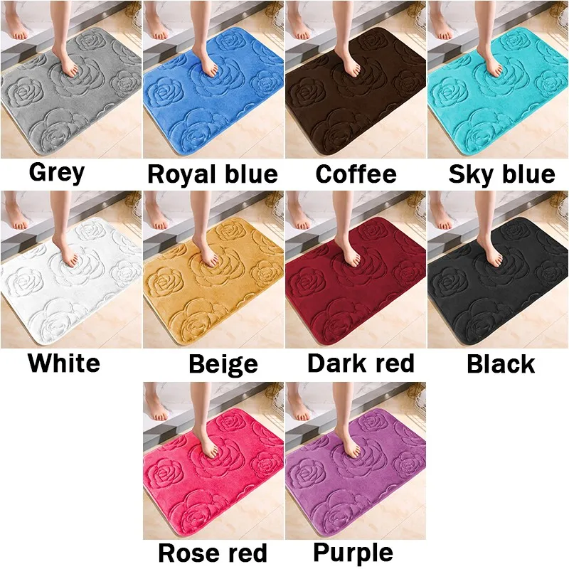 1pc Rose Floor Mat Bathroom Water Absorption Anti-skid Mat Bathroom Doormat Bedroom Carpet Floor Mat