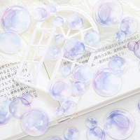 30pcs/pack，180pcs/6pack Waterproof PET sticker bag with dreamy watercolor bubble pattern creative DIY decorative stickers