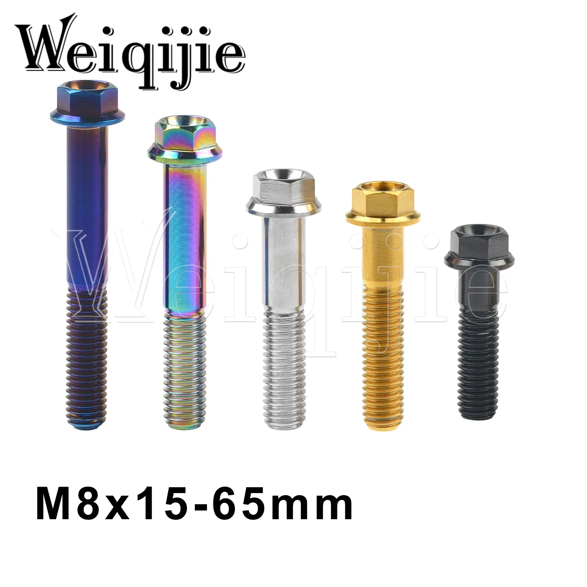 

Weiqijie 6pcs Titanium Flange Bolts M8x 15 20 25 30 35 40 45 50 55 60 65mm Hexagon Small Head Bolts for Motorcycle Screws