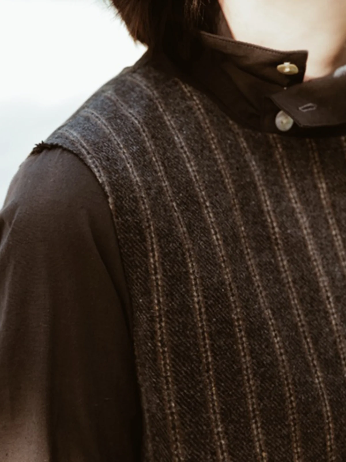 

Thin Woolen V-Ne Sweater Vest Two-Way Wear Women's Winter Faion Commute Sle Regular Length No-Cuff Polyester-Wool Blend