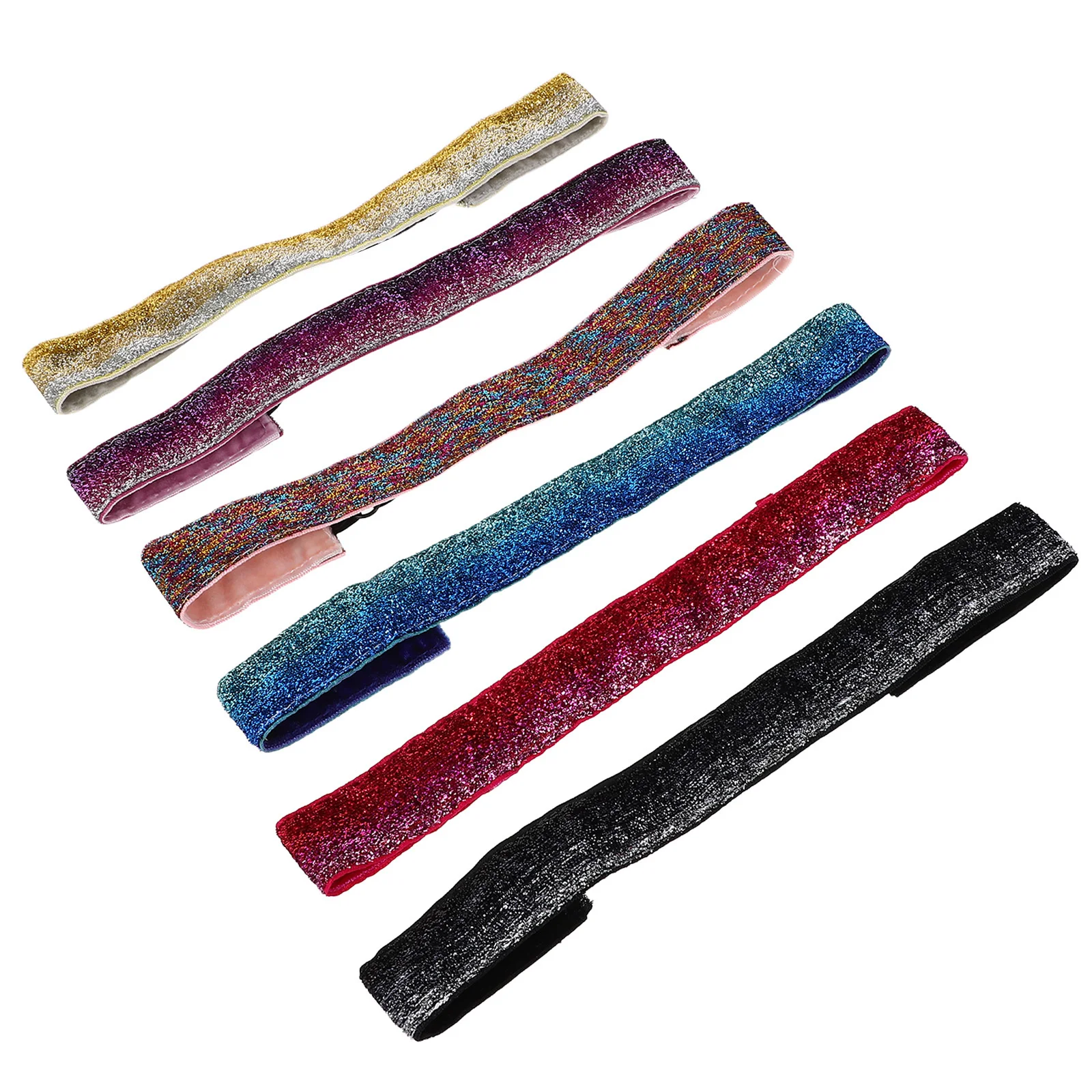 

6Pcs Wide Stretch Sport Headbands Glitter Elastic Non-Slip Sweat Absorbent Yoga Workout Hairbands Women Sweat Headband