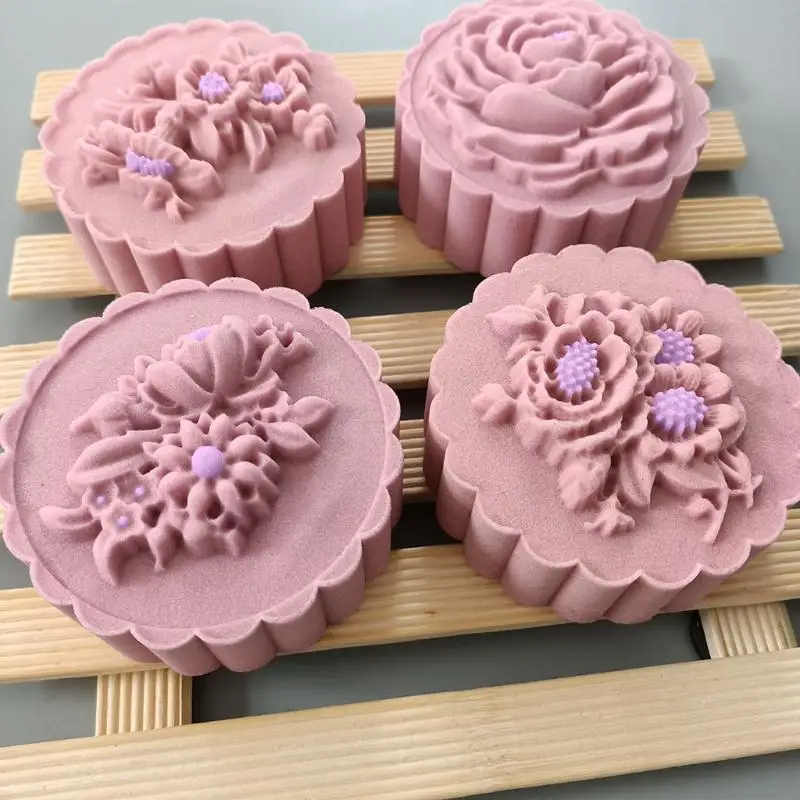 

896A Plastic Mooncake Mold 100g Flower Stamp Biscuit Cookie Cutter Mould DIY Fondant Baking Tool