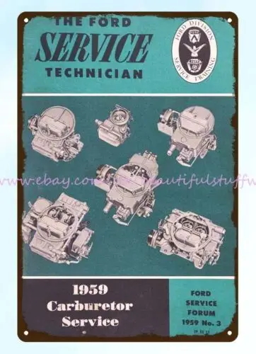 1958  Service Technician Carburetor service automotive. metal tin sign