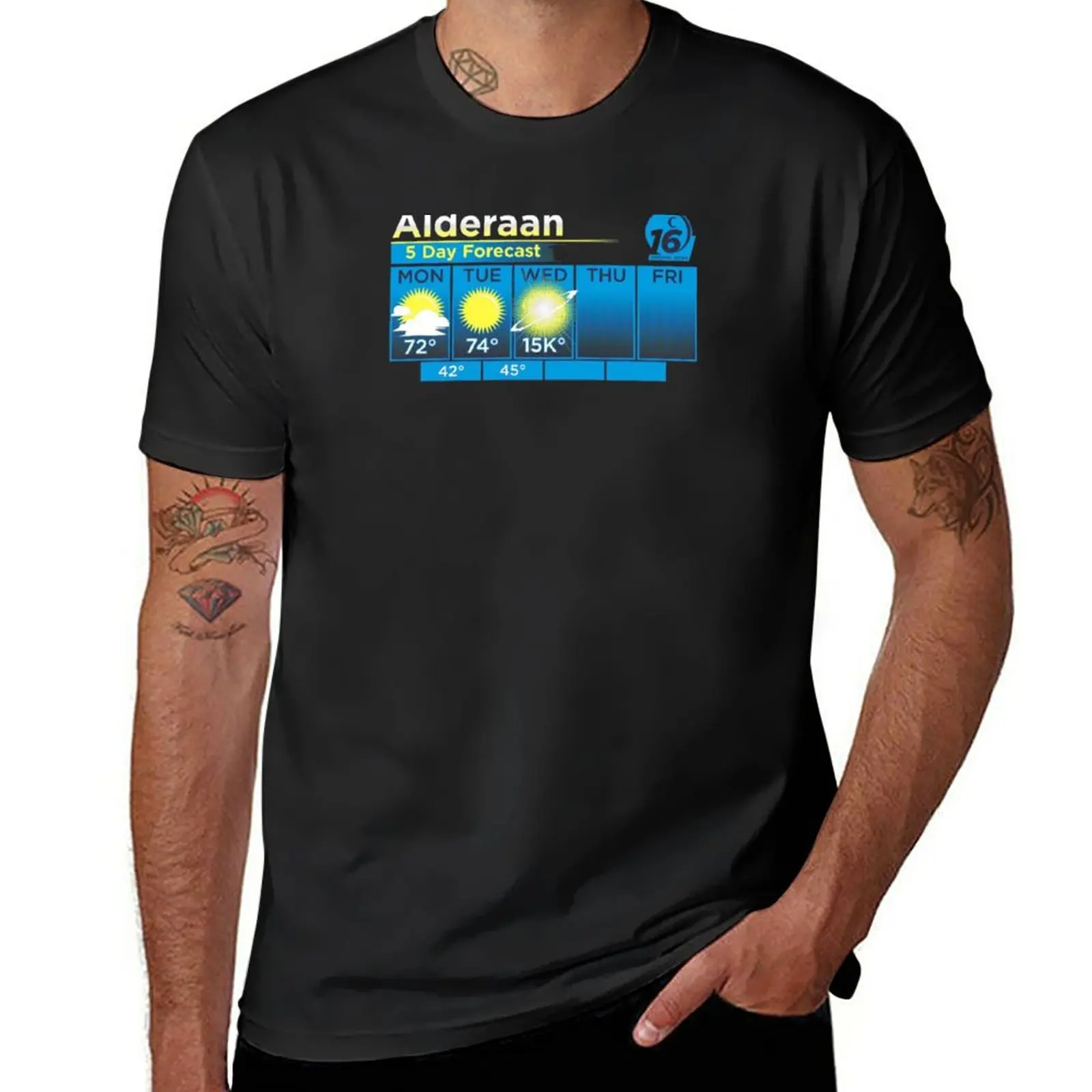 New ALDERAAN 5 DAY FORECAST T-Shirt sublime t shirt cute tops oversized t shirts Men's t shirts