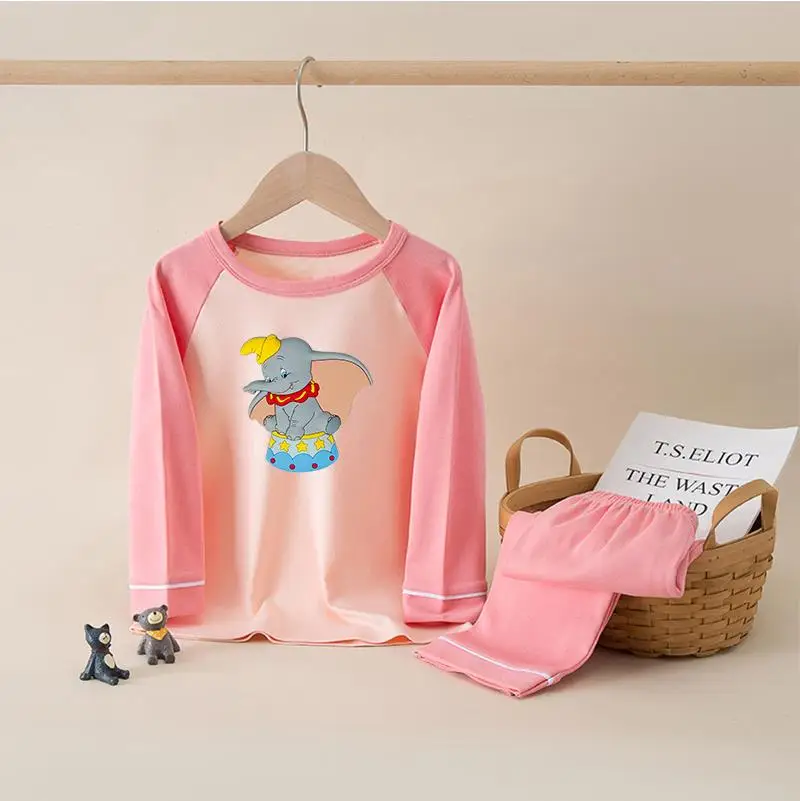 Dumbo Kids Boys Girls Pajama Set Autumn Children's Sleeping Clothing Sets Kids Cotton Pyjamas Print Long Sleeve Pants Sleepwear