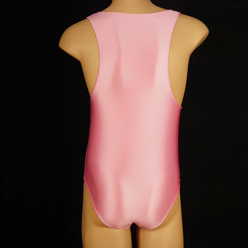 YAULAANG Swim suit for Mens Gloss Shiney body shaper Swim wear