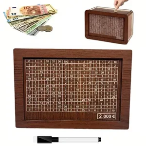 Saving Box 10000€ Piggy Banks To Save10000 Euros Money Vault Children's Purse Deposit with Counter Eur Wooden Box CXG01 3 best sales unfinished wood boxes - №2