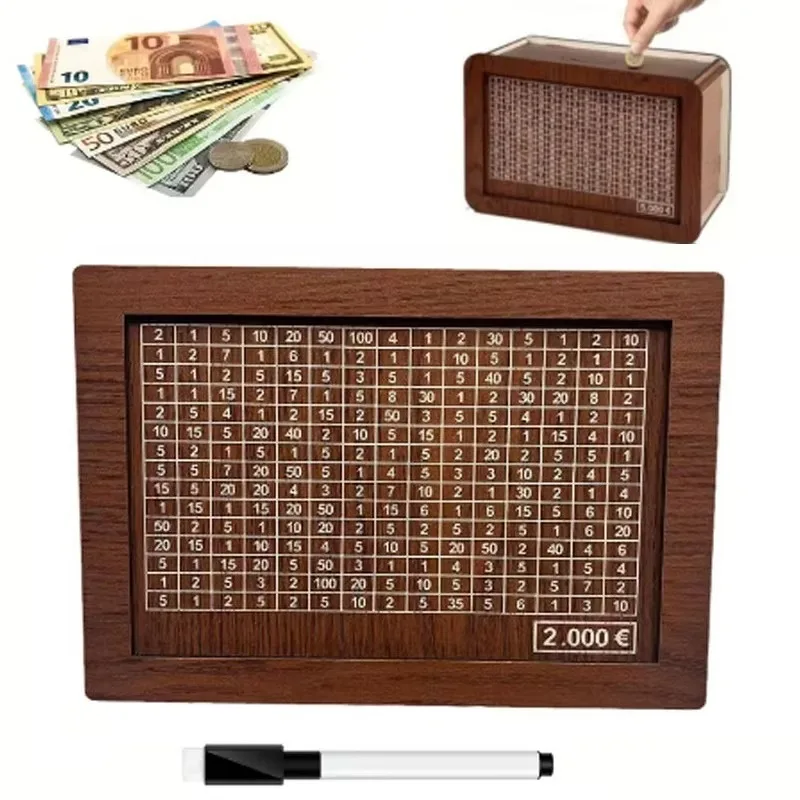 Saving Box 10000€ Piggy Banks To Save10000 Euros Money Vault Children's Purse Deposit with Counter Eur Wooden Box CXG01