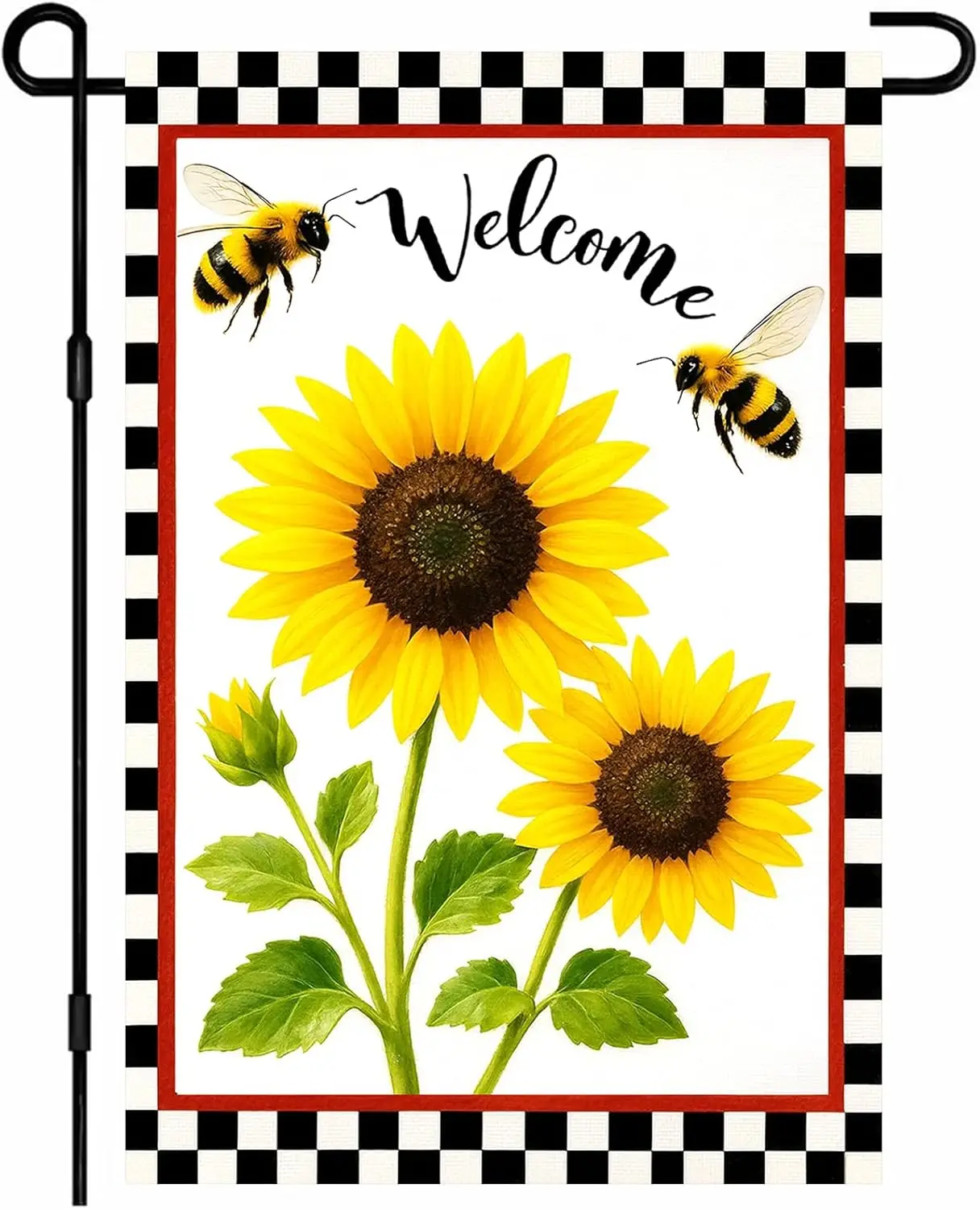 IVN Floral Welcome Garden Flag 12x18 Inch Double Sided Sunflowers with Bees Outdoor Yard Flag for Outside Home Front Door La SSL