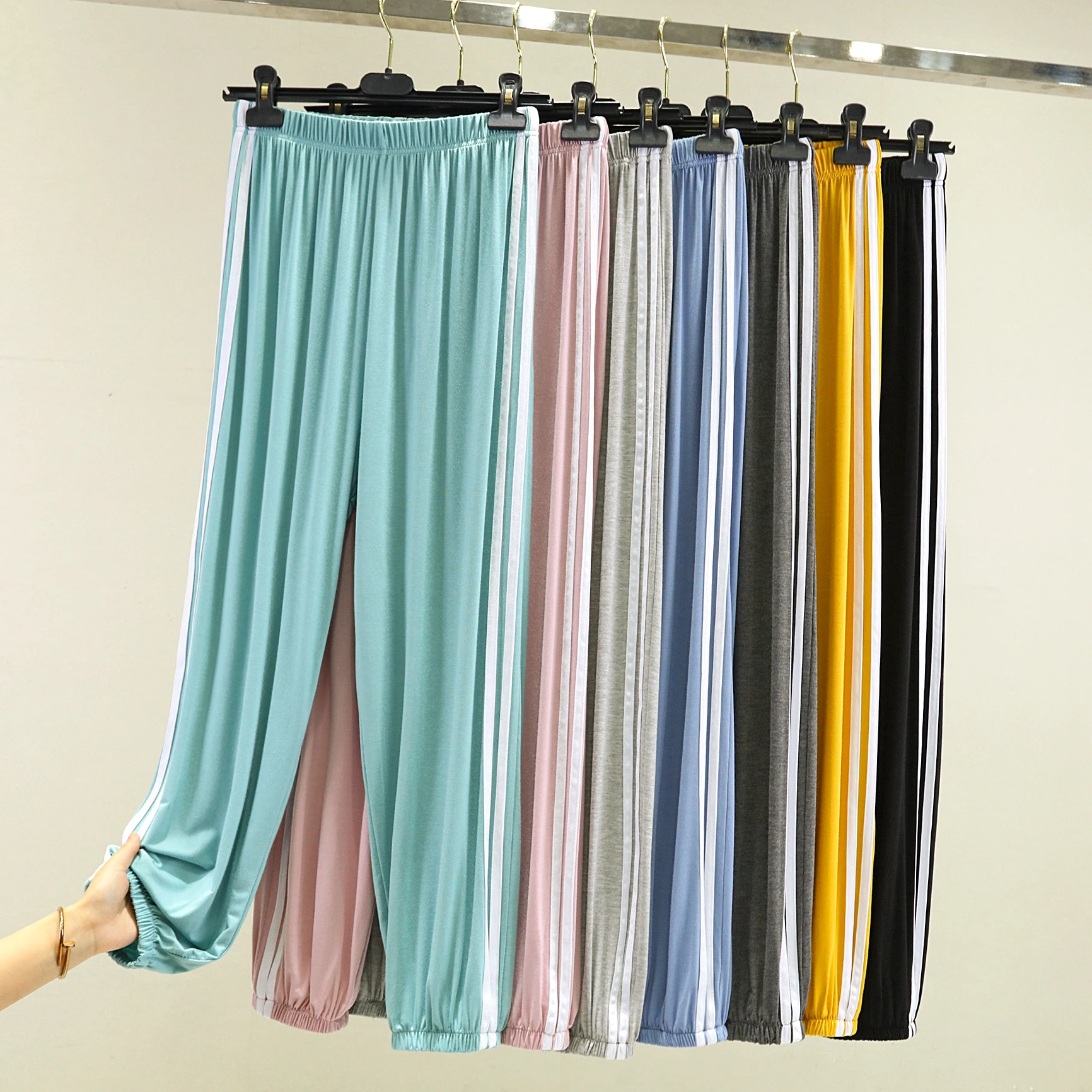 Modal Loose Fit Summer Thin Sporty Casual Pants Women's High Waist Lantern Pants Dance Mosquito-Resistant Sleepwear