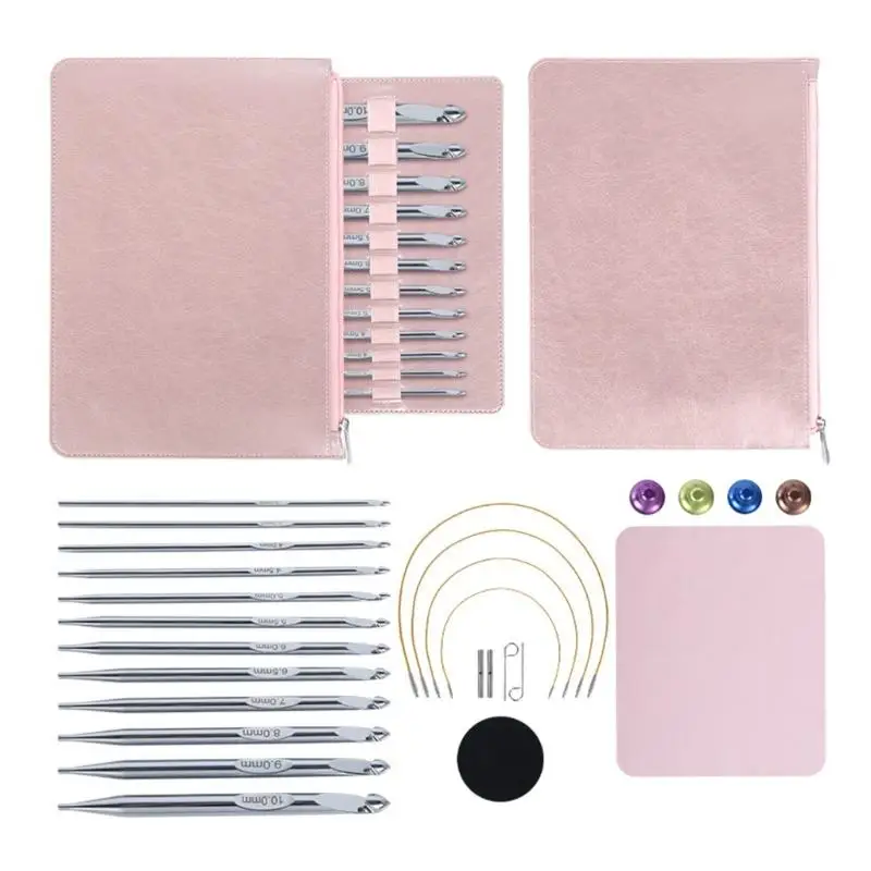 

E8BD 12Pcs Interchangeable Crochet Hook Set Tunisian Crochet Hook with Cable Tunisian Afghan Knitting Hook Needle 3.0mm-10mm